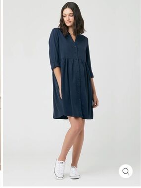 Ripe Maternity Navy Button-Front Nursing Babydoll Dress